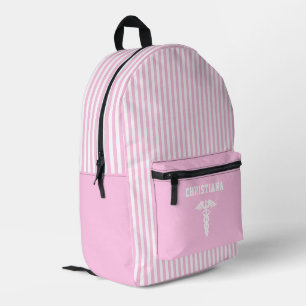 Personalisiertes medizinisches Symbol Rosa Streife Bedruckter Rucksack