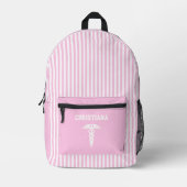Personalisiertes medizinisches Symbol Rosa Streife Bedruckter Rucksack (Vorderseite)