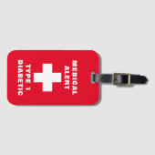 Personalisiertes medizinisches Warnhinweis Diabeti Gepäckanhänger (Vorderseite (Horizontal))