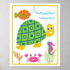Personalisiertes Meer Kreaturen Kinder Kunst druck Poster