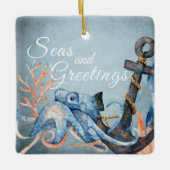 Personalisiertes Meer und Grüße Octopus Strand Keramikornament (Vorderseite)