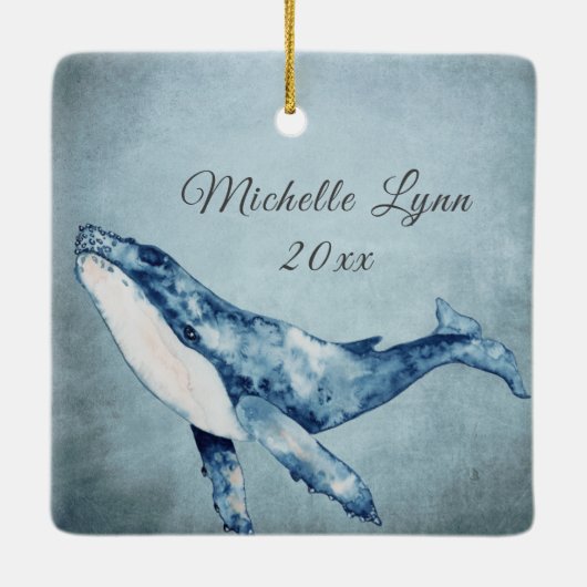 Personalisiertes Meer und Grüße Weihnachten Keramikornament (Rückseite)