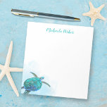 Personalisiertes Meeresschildkrötengestein Notizblock<br><div class="desc">Dieses personalisierte Notizblock mit einem einfachen Küstenthema verfügt über eine Aquarellschildkröte in lebhaften Aqua- und aquamarin-blauen Farbtönen,  in der oben eine Vorlage für Ihren Namen oder einen anderen Text steht.</div>