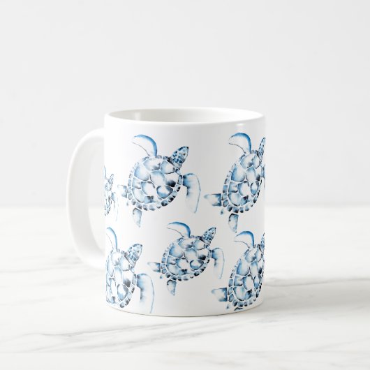 Personalisiertes Meeresschildkrötenstrand Kaffeetasse (Vorderseite Links)