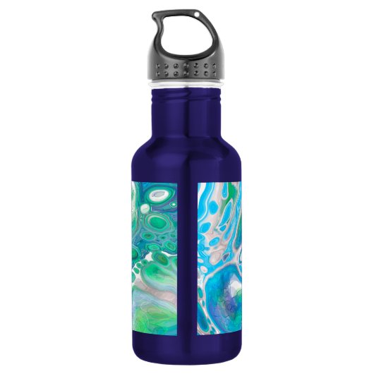 Personalisiertes Meerglas Digitale Abstrakte Kunst Edelstahlflasche (Rückseite)