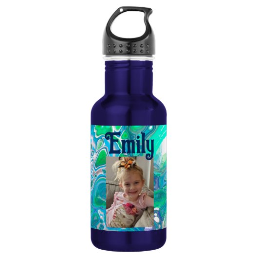 Personalisiertes Meerglas Digitale Abstrakte Kunst Edelstahlflasche (Vorderseite)
