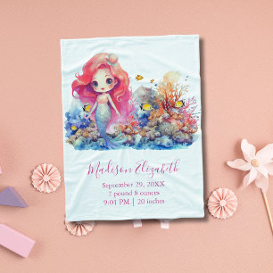 Personalisiertes Meerjungfrau Baby Shower Baby Mäd Fleecedecke