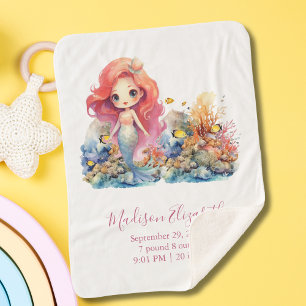 Personalisiertes Meerjungfrau Baby Shower Baby Mäd Sherpadecke