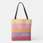 Personalisiertes Mehrfarben-Block-Streifen-Kunstmu Tasche (Rückseite)