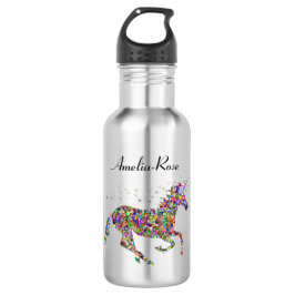 personalisiertes mehrfarbiges Einhorn Edelstahlflasche