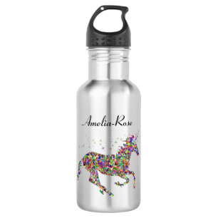 personalisiertes mehrfarbiges Einhorn Edelstahlflasche