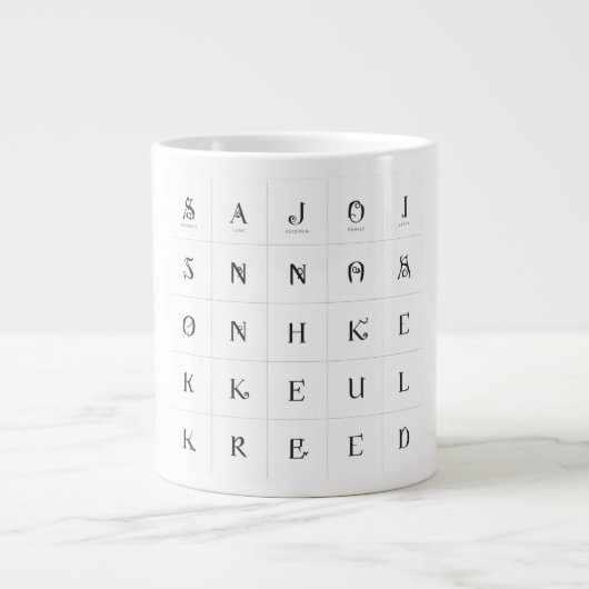 Personalisiertes Mehrinitial-Cu-Gitter Jumbo-Tasse (Vorderseite)