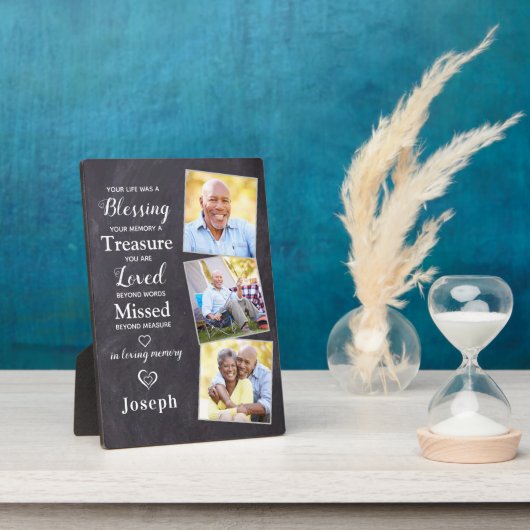 Personalisiertes Memorial Gedicht Beileid 3 Foto Fotoplatte (Seite)