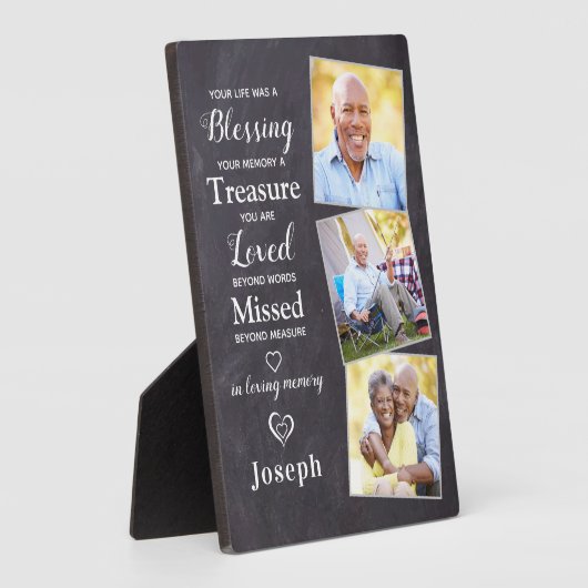 Personalisiertes Memorial Gedicht Beileid 3 Foto Fotoplatte (Seite)
