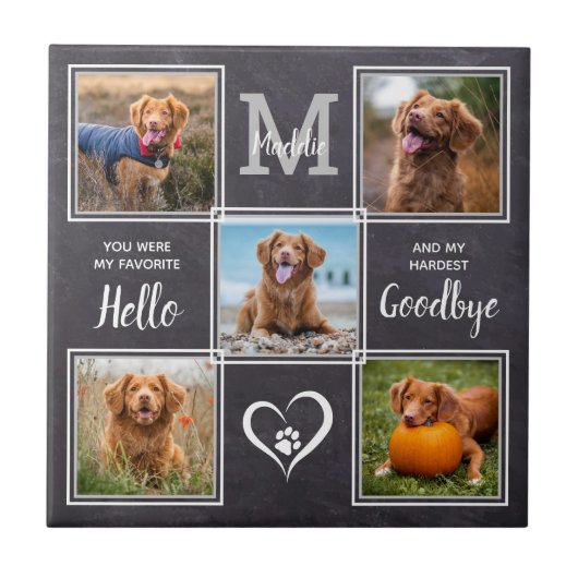 Personalisiertes Memorial Pet Loss Foto Collage Fliese (Vorderseite)