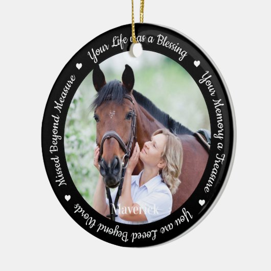 Personalisiertes Memorial Pet Loss Modernes Foto Keramik Ornament (Links)