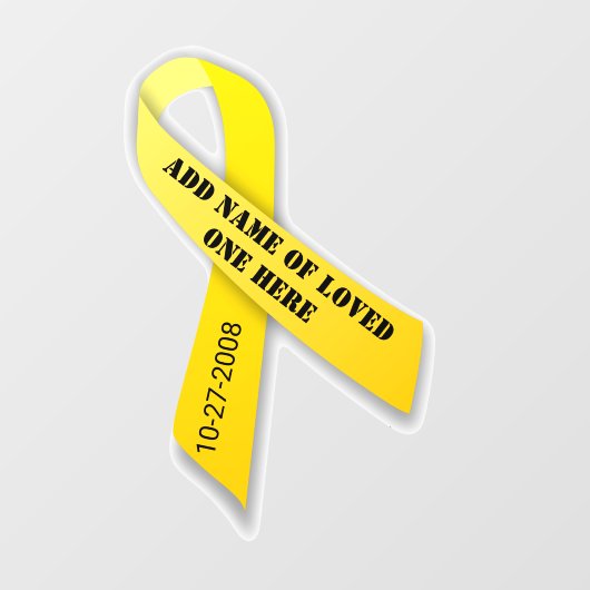 Personalisiertes Memorial Yellow Ribbon Fensteraufkleber (Blatt)