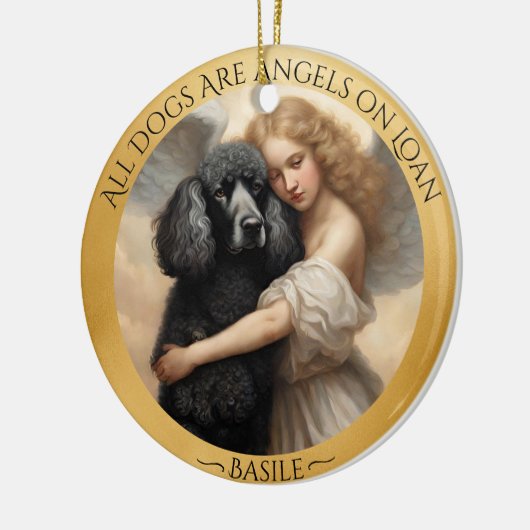 Personalisiertes Memorial zum Black Poodle Angel Keramik Ornament (Links)
