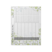 Personalisiertes Menü "Green Floral Weekly" Notepa Notizblock (Rotiert)