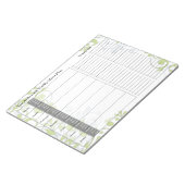 Personalisiertes Menü "Green Floral Weekly" Notepa Notizblock (angewinkelt)
