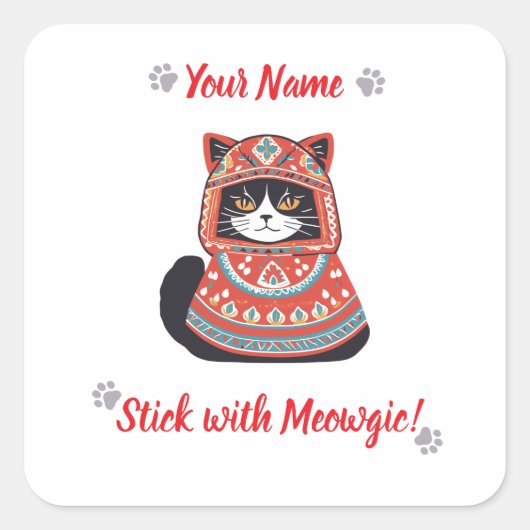 Personalisiertes Meowgic Cat Sticker Geschenk! (Vorderseite)