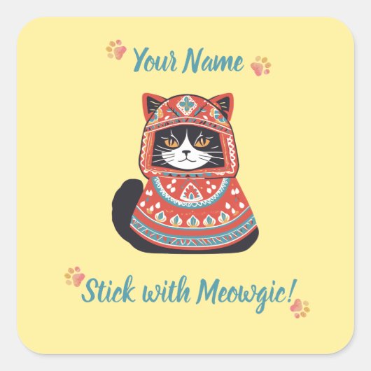 Personalisiertes Meowgic Cat Sticker Geschenk! (Vorderseite)