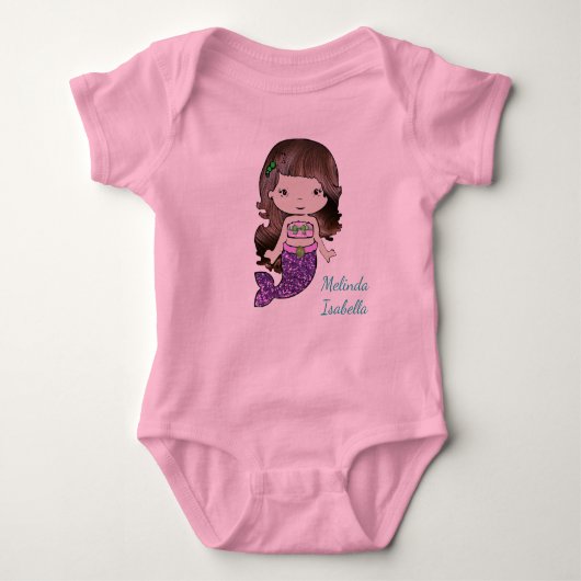 Personalisiertes Mermaid Baby One Piece Tshirt (Vorderseite)