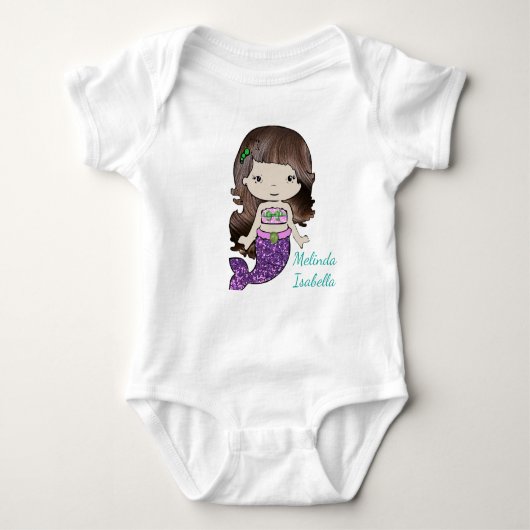 Personalisiertes Mermaid Baby One Piece Tshirt (Vorderseite)