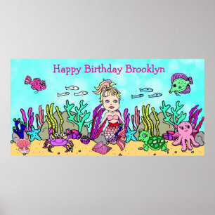 Personalisiertes Mermaid-Geburtstagsposter Poster
