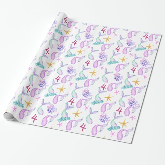 Personalisiertes Mermaid-Muster Geschenkpapier (Ungerollt)