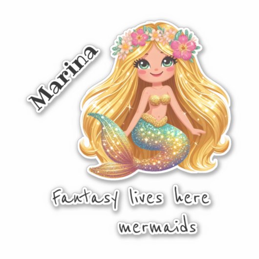 Personalisiertes Mermaid-Set Aufkleber (Vorderseite)