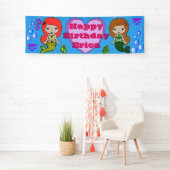 Personalisiertes Mermaid Themed Happy Birthday Ban Banner (Insitu)