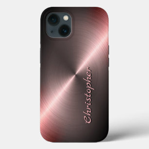 Personalisiertes Metall-Titan-Bronze-Radial-Textur iPhone 13 Hülle
