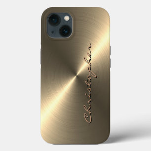 Personalisiertes Metall Titan Gold Radialstruktur iPhone 13 Hülle