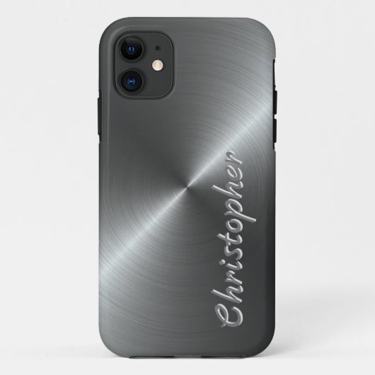 Personalisiertes Metall Titan Silber Radial Textur Case-Mate iPhone Hülle (Rückseite)