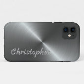 Personalisiertes Metall Titan Silber Radial Textur Case-Mate iPhone Hülle (Rückseite (Horizontal))