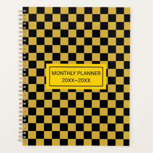 Personalisiertes Metallic-Gold-Schwarz-Quadrat-Mus Planer
