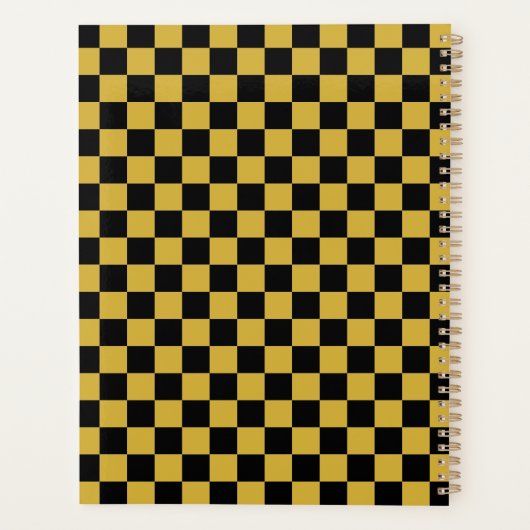 Personalisiertes Metallic-Gold-Schwarz-Quadrat-Mus Planer (Rückseite)