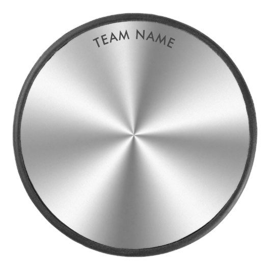 Personalisiertes Metallic-Grautextur-Monogramm Eishockey Puck (Vorderseite)