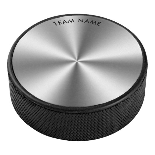 Personalisiertes Metallic-Grautextur-Monogramm Eishockey Puck (3/4)