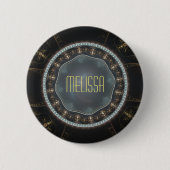Personalisiertes metallisches Verziertes Steampunk Button (Vorderseite)