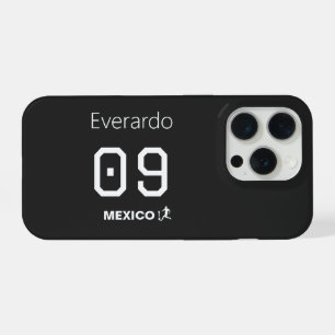 Personalisiertes Mexico Fußball-Tor-Schwarz-Trikot iPhone 15 Pro Hülle