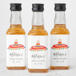 Personalisiertes mexikanisches Aquarell Sombrero Alkoholflaschenetikett