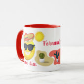 Personalisiertes mexikanisches Emoji in Sombrero m Tasse (Vorderseite Links)