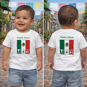 Personalisiertes Mexiko-Flagge-Name-Design Kleinkind T-shirt