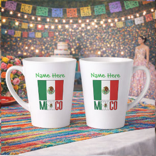 Personalisiertes Mexiko-Flagge-Name-Design Milchtasse