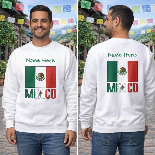 Personalisiertes Mexiko-Flaggen-Design Herren Sweatshirt