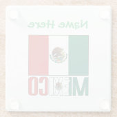 Personalisiertes Mexiko-Flaggen-Name-Design Glasuntersetzer (Rückseite)
