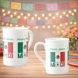 Personalisiertes Mexiko-Flaggen-Name-Design Porzellantasse