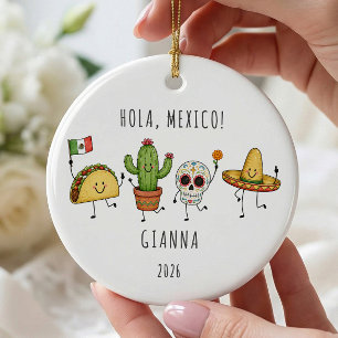 Personalisiertes Mexiko-Urlaubs-Ornament Keramik Ornament